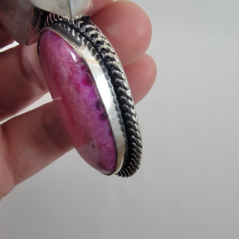 Ruby Zoisite Pendant With Moonstone Accent + 20" … - image 8